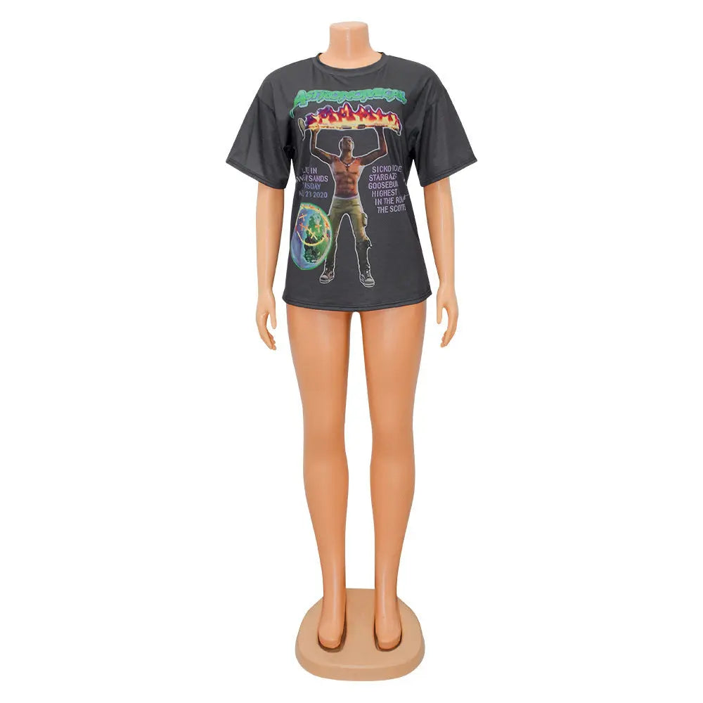 Casual Printed Short Sleeves Women's T-shirt - Pre2brand