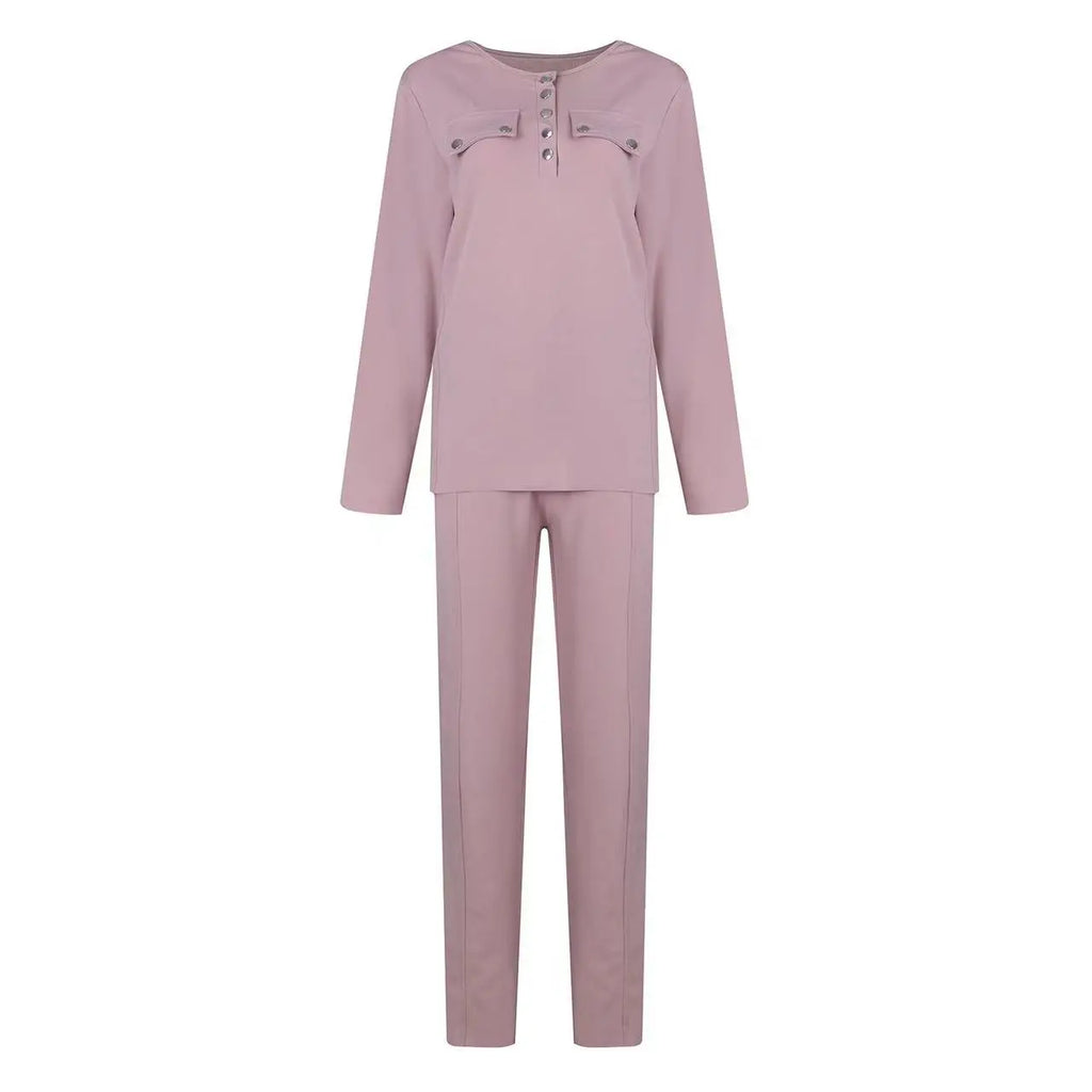Casual Two-piece Set Women Autumn And Winter New High-neck Long-sleeved Trousers Suit - Pre2brand