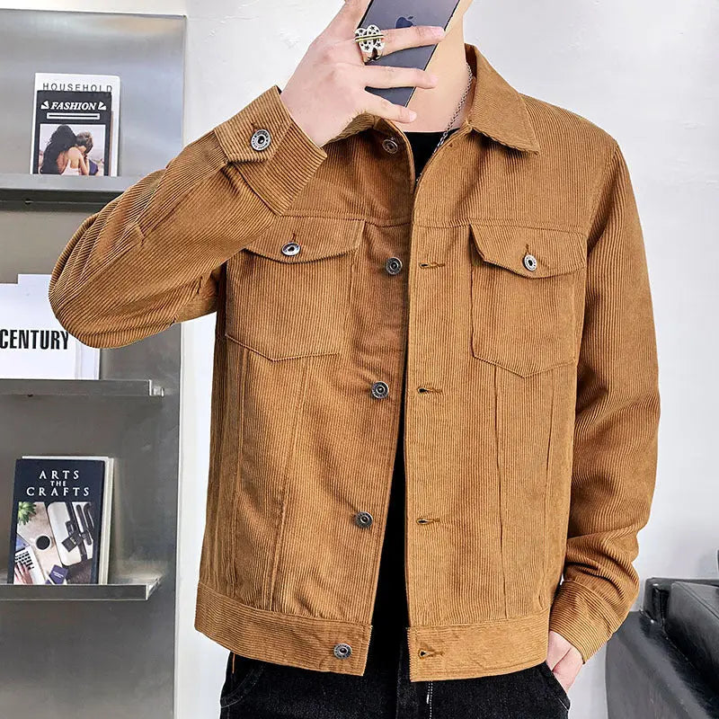 Corduroy Jacket Men's Spring Autumn And Winter Thickened  Pre2brand Khaki-XXXL