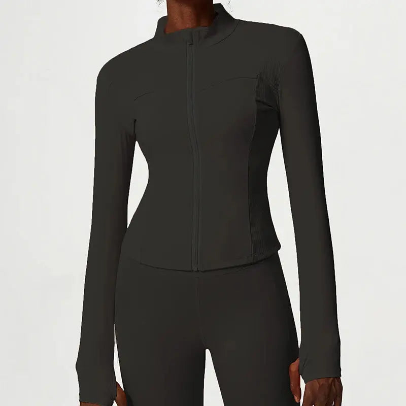 Custom Logo Women's Long Sleeve Yoga Blazer Zipper Training Jacket Gym Fitness Customizable Fitness Trainer Jacket OEM Supply - Pre2brand