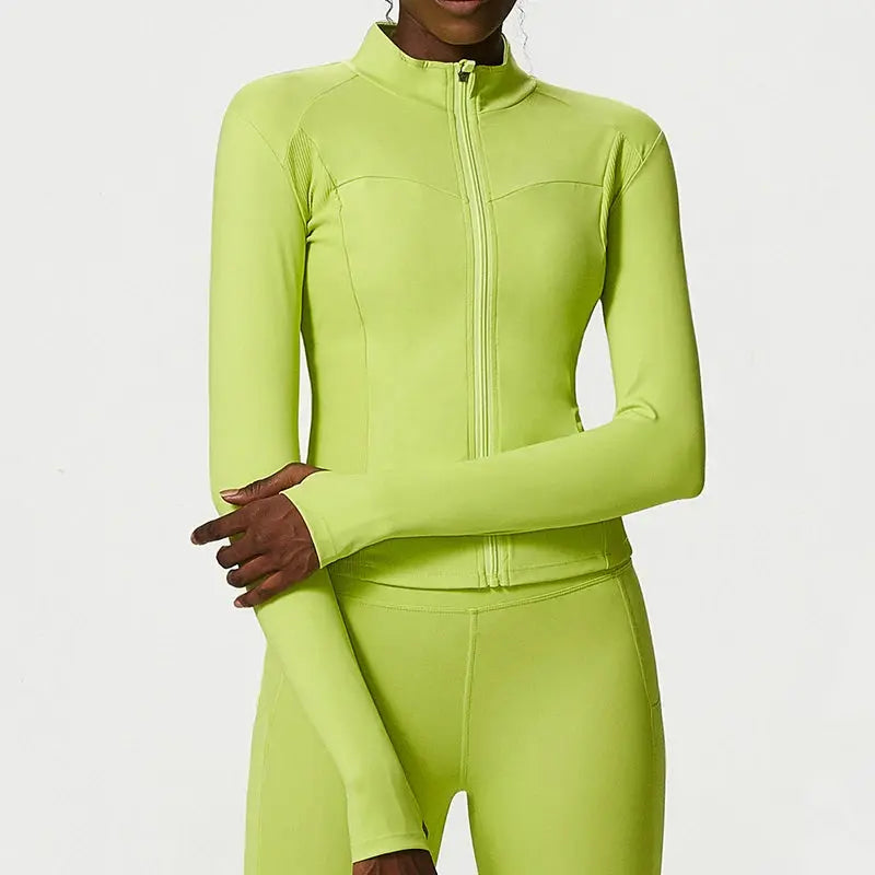 Custom Logo Women's Long Sleeve Yoga Blazer Zipper Training Jacket Gym Fitness Customizable Fitness Trainer Jacket OEM Supply - Pre2brand