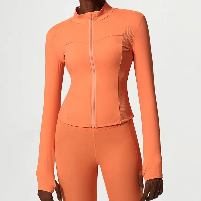 Custom Logo Women's Long Sleeve Yoga Blazer Zipper Training Jacket Gym Fitness Customizable Fitness Trainer Jacket OEM Supply - Pre2brand