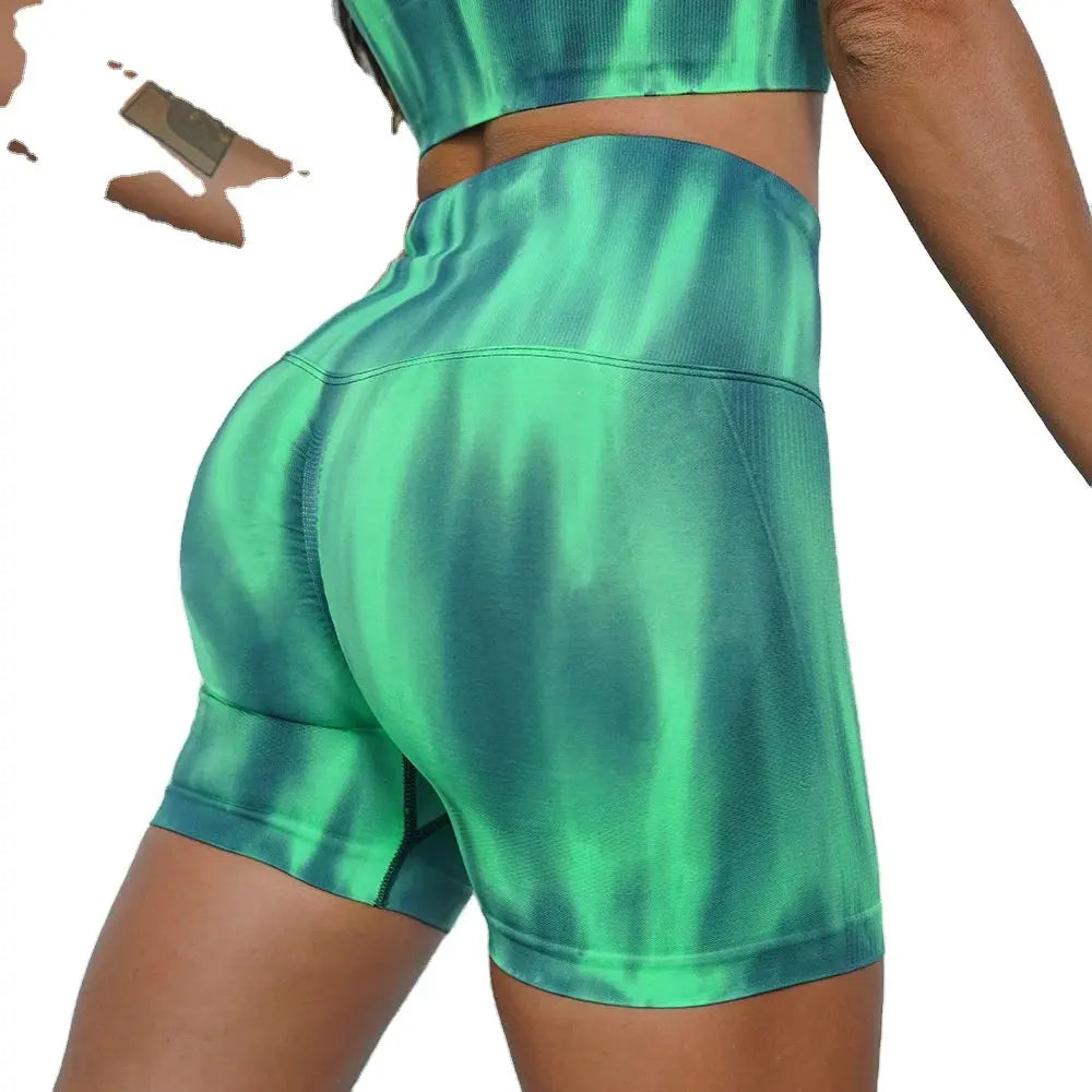 Custom Tie-Dyed High-Waisted Gym Tights Sexy Women's Outdoor Fitness Pants Comfortable Stretch Yoga Shorts Plus Size - Pre2brand