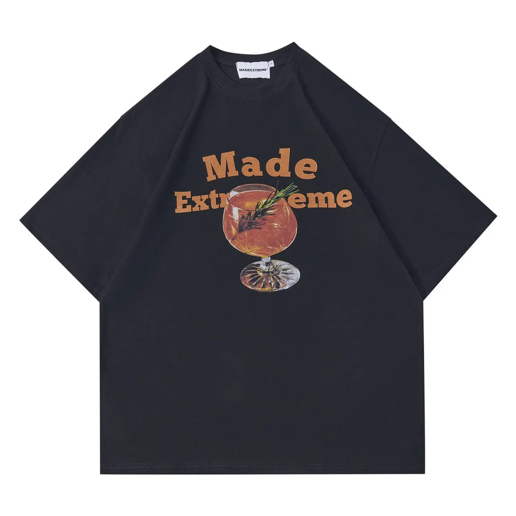 Dopamine Series Street Fun Cup Printing Casual Loose Short Sleeves T-shirt Men And Women - Pre2brand