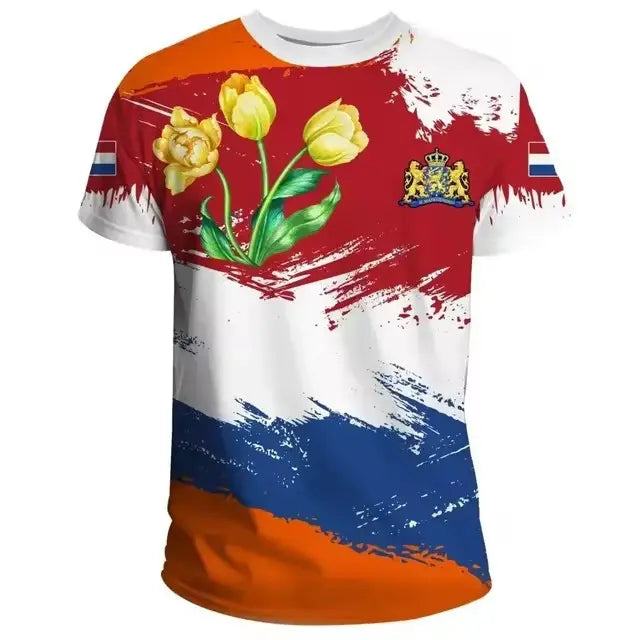 Dutch Men's T-shirt Fashion Round Neck Top  Pre2brand ETJQ2P8C-5XL