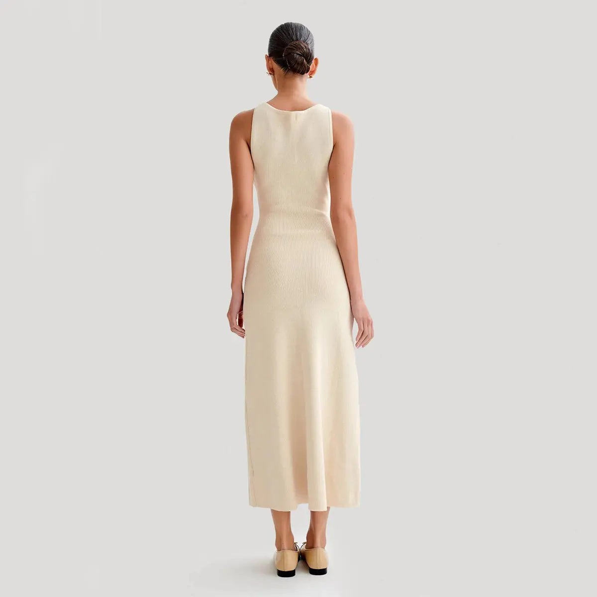 Elegant Knitted Sleeveless Dress With Single Breast Fashion Slim Round Neck Long Dresses Womens Clothing - Pre2brand