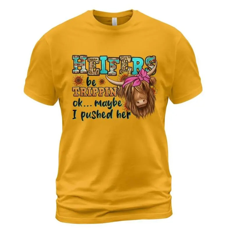European And American Heifers Be Trippin' Classic Unisex Printed Casual Round Neck Short Sleeves T-shirt - Pre2brand