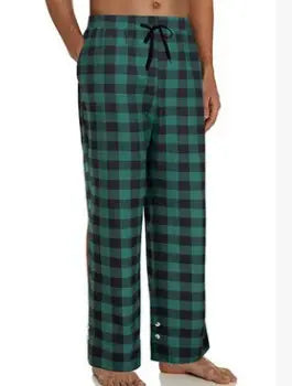 European And American Men's Plaid Drawstring Elastic Casual Trousers  Pre2brand Green-2XL