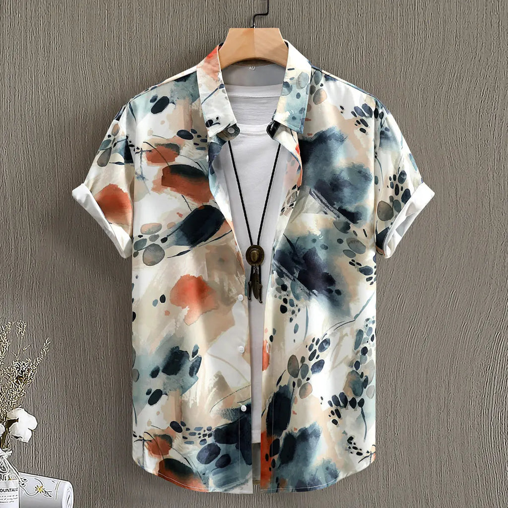 Fashion Digital Printing Men's Short Sleeve Shirt  Pre2brand CZ125-Ink-Lotus-Root-XXL
