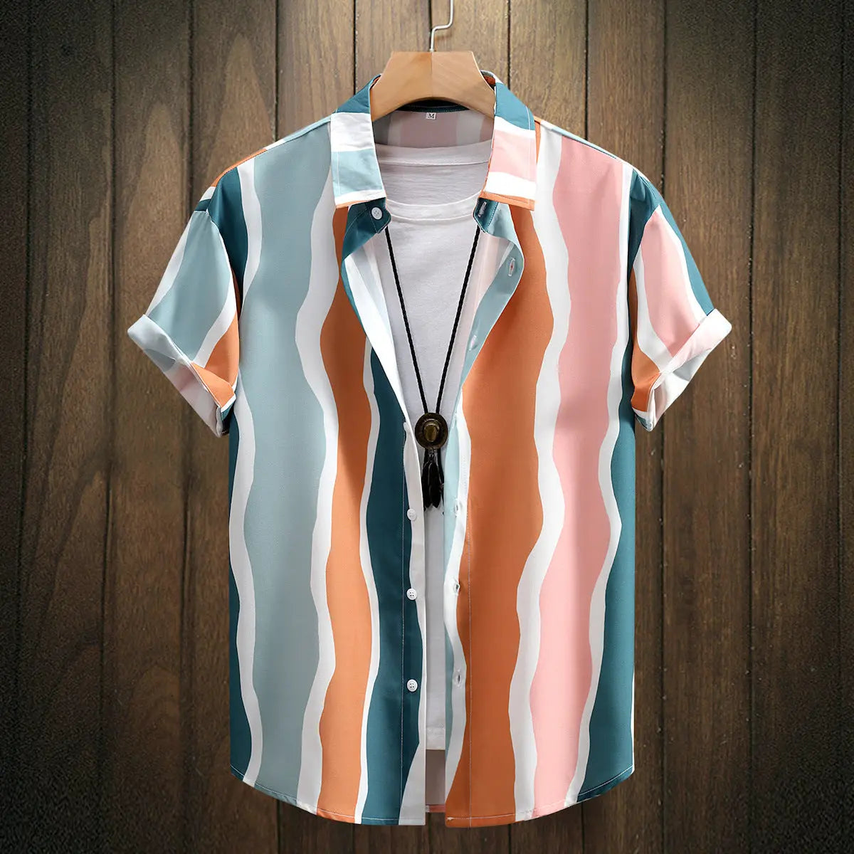 Fashion Digital Printing Men's Short Sleeve Shirt  Pre2brand CZ149-Dark-Green-Vermicelli-XXL