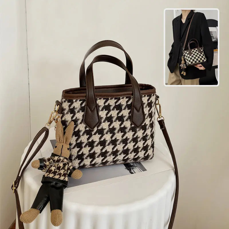 Fashion Houndstooth Shoulder Bags Portable Checkerboard Handbags All-match Messenger Bag Women Totes - Pre2brand