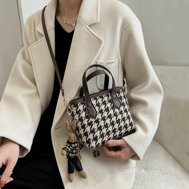 Fashion Houndstooth Shoulder Bags Portable Checkerboard Handbags All-match Messenger Bag Women Totes - Pre2brand