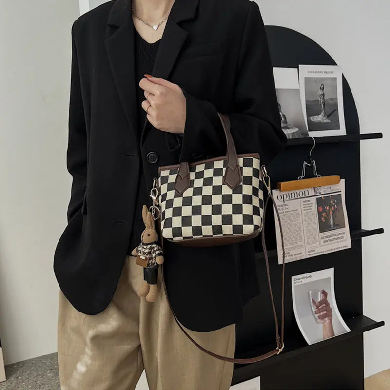 Fashion Houndstooth Shoulder Bags Portable Checkerboard Handbags All-match Messenger Bag Women Totes - Pre2brand