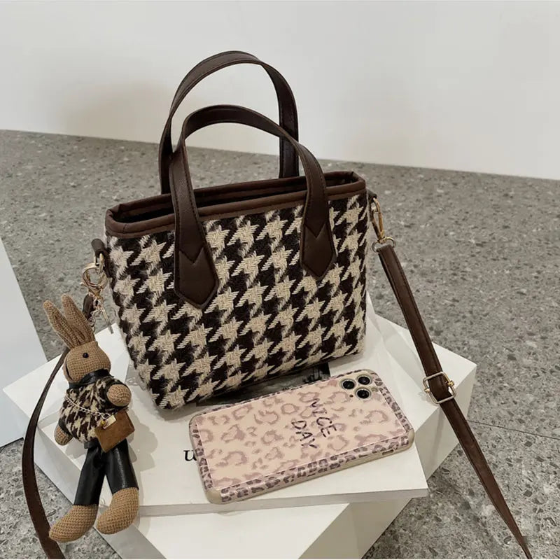 Fashion Houndstooth Shoulder Bags Portable Checkerboard Handbags All-match Messenger Bag Women Totes - Pre2brand