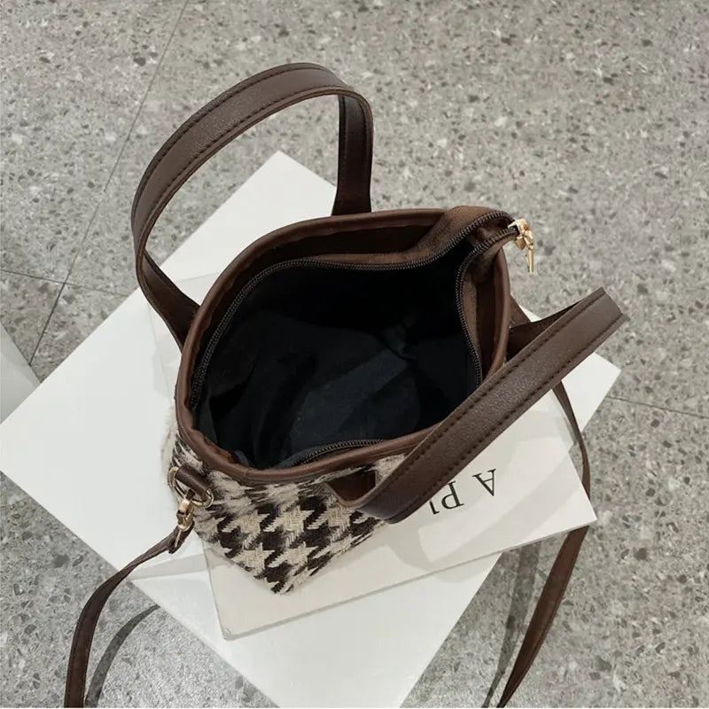 Fashion Houndstooth Shoulder Bags Portable Checkerboard Handbags All-match Messenger Bag Women Totes - Pre2brand