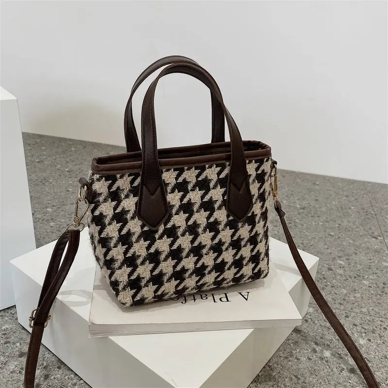 Fashion Houndstooth Shoulder Bags Portable Checkerboard Handbags All-match Messenger Bag Women Totes - Pre2brand