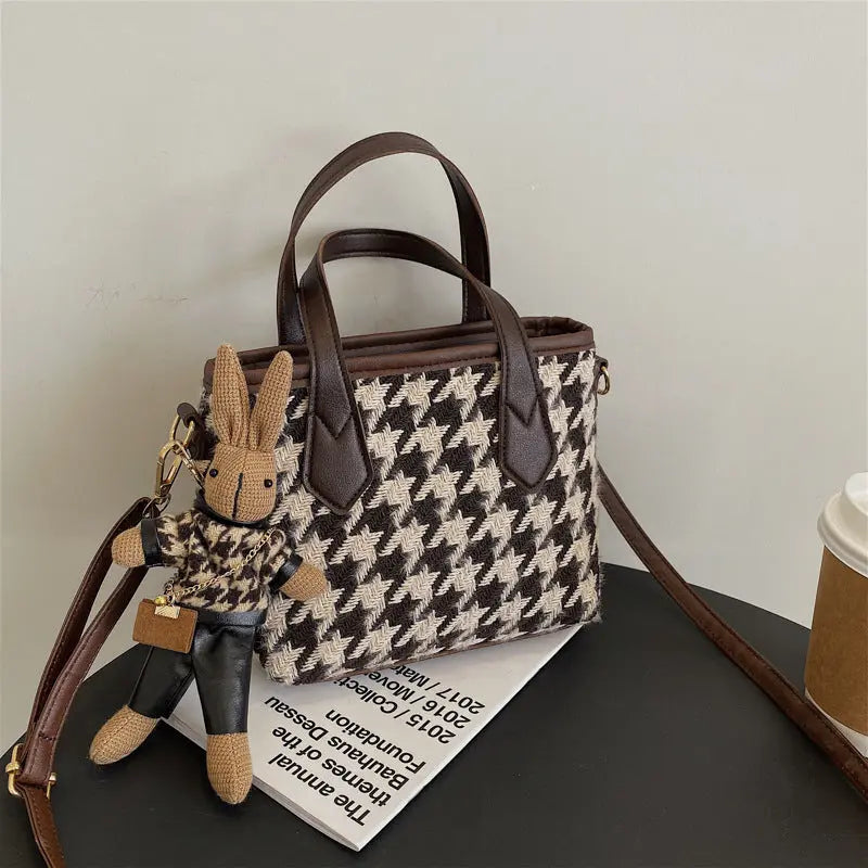 Fashion Houndstooth Shoulder Bags Portable Checkerboard Handbags All-match Messenger Bag Women Totes - Pre2brand