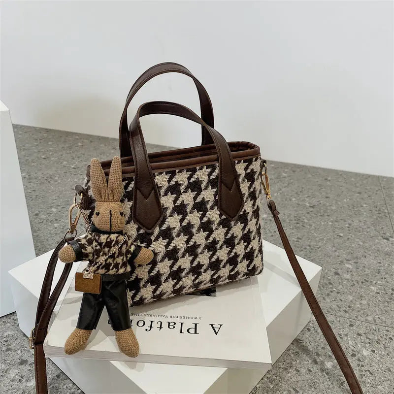 Fashion Houndstooth Shoulder Bags Portable Checkerboard Handbags All-match Messenger Bag Women Totes - Pre2brand