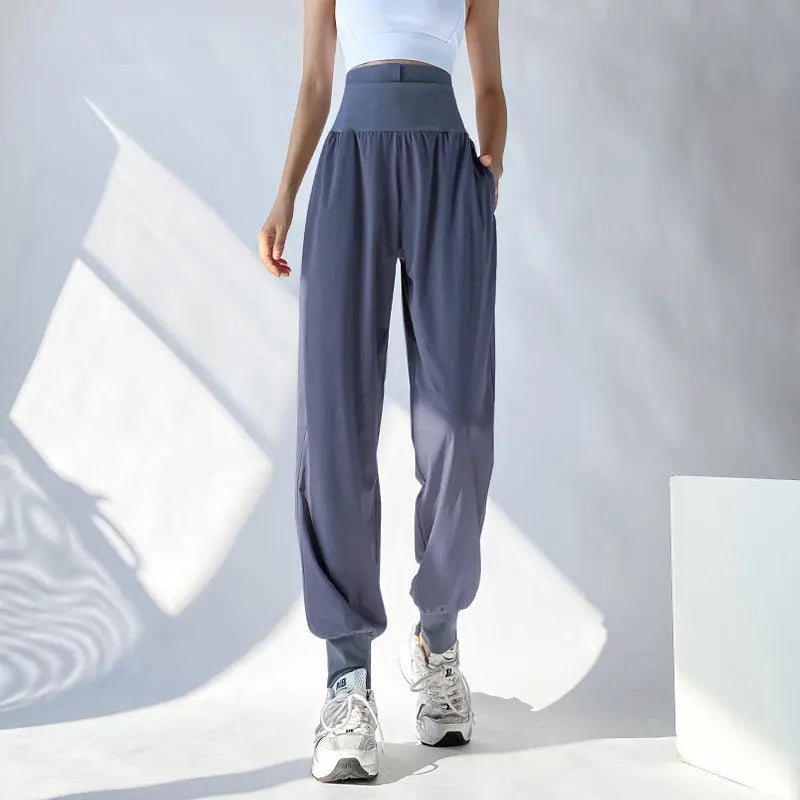 Fashion Loose Cool Sports Yoga Pants Women  Pre2brand Gray-Blue-XL