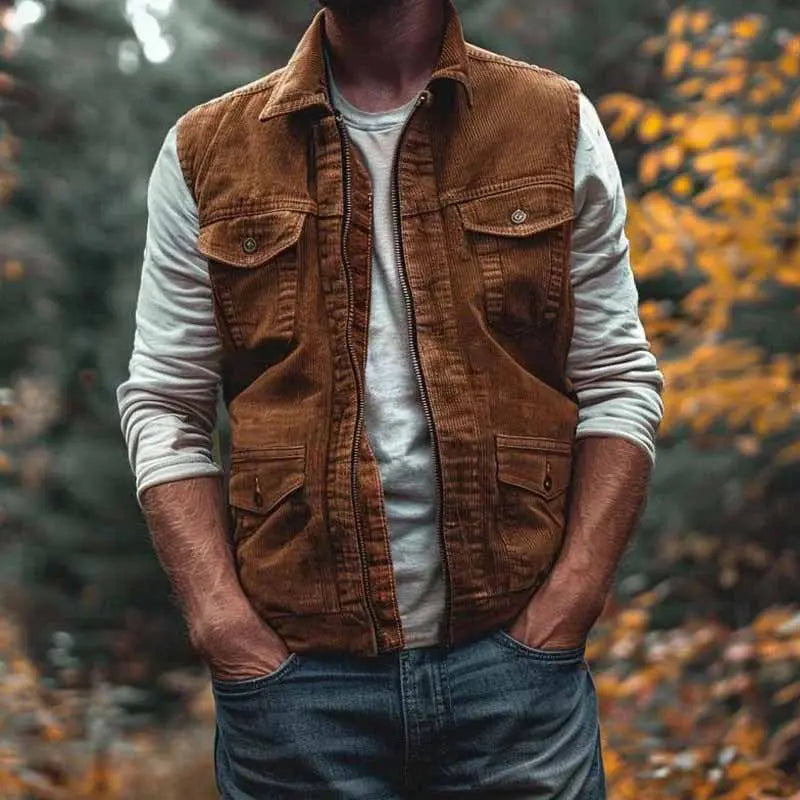 Fashion Retro Waistcoat Vest Casual Men  Pre2brand Dark-Brown-XXL