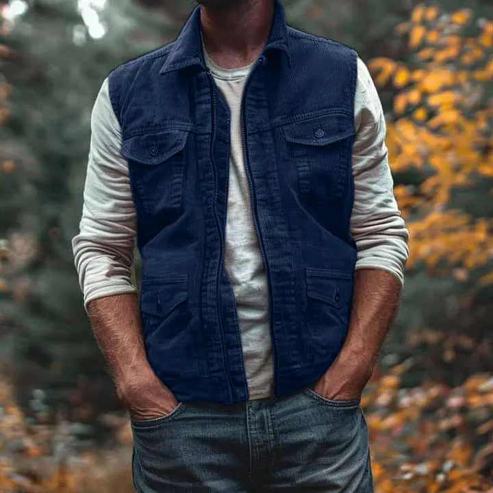 Fashion Retro Waistcoat Vest Casual Men  Pre2brand Dark-Blue-XXL