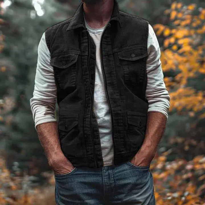 Fashion Retro Waistcoat Vest Casual Men  Pre2brand Black-XXL