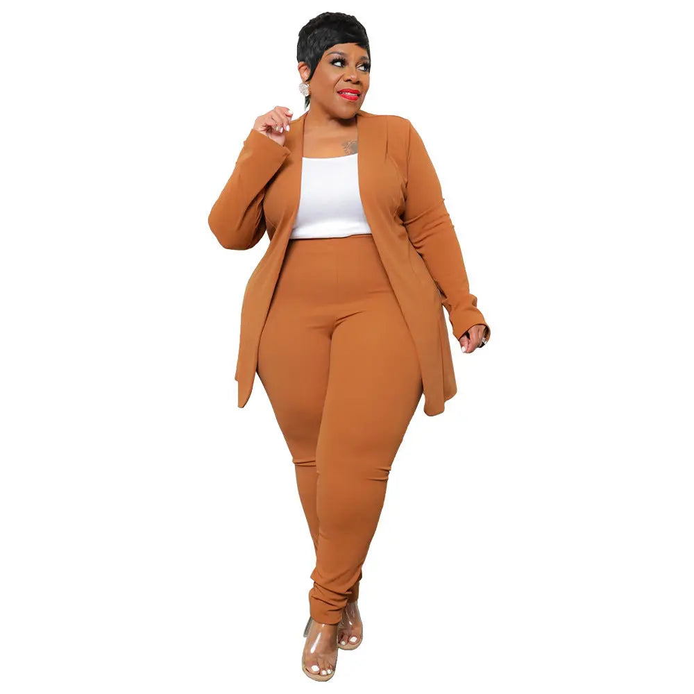 Fashion Temperament Professional Casual Long Sleeve Pants Small Suit Two-piece Suit  Pre2brand Pumpkin-Color-4XL