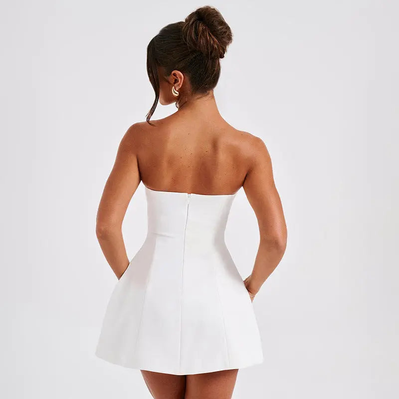 Fashion Tube Dress Summer Solid Color Sasual Backless Slim Short Dresses Party Womens Clothing - Pre2brand