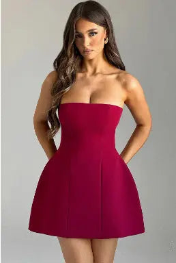 Fashion Tube Dress Summer Solid Color Sasual Backless Slim Short Dresses Party Womens Clothing - Pre2brand