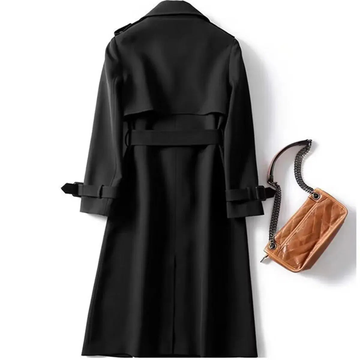 Fashion Women Belt Trench Coat British Style Autumn Winter Lapel Jacket Casual Elegant Medium Length Coats Female Slim Windbreak  Pre2brand