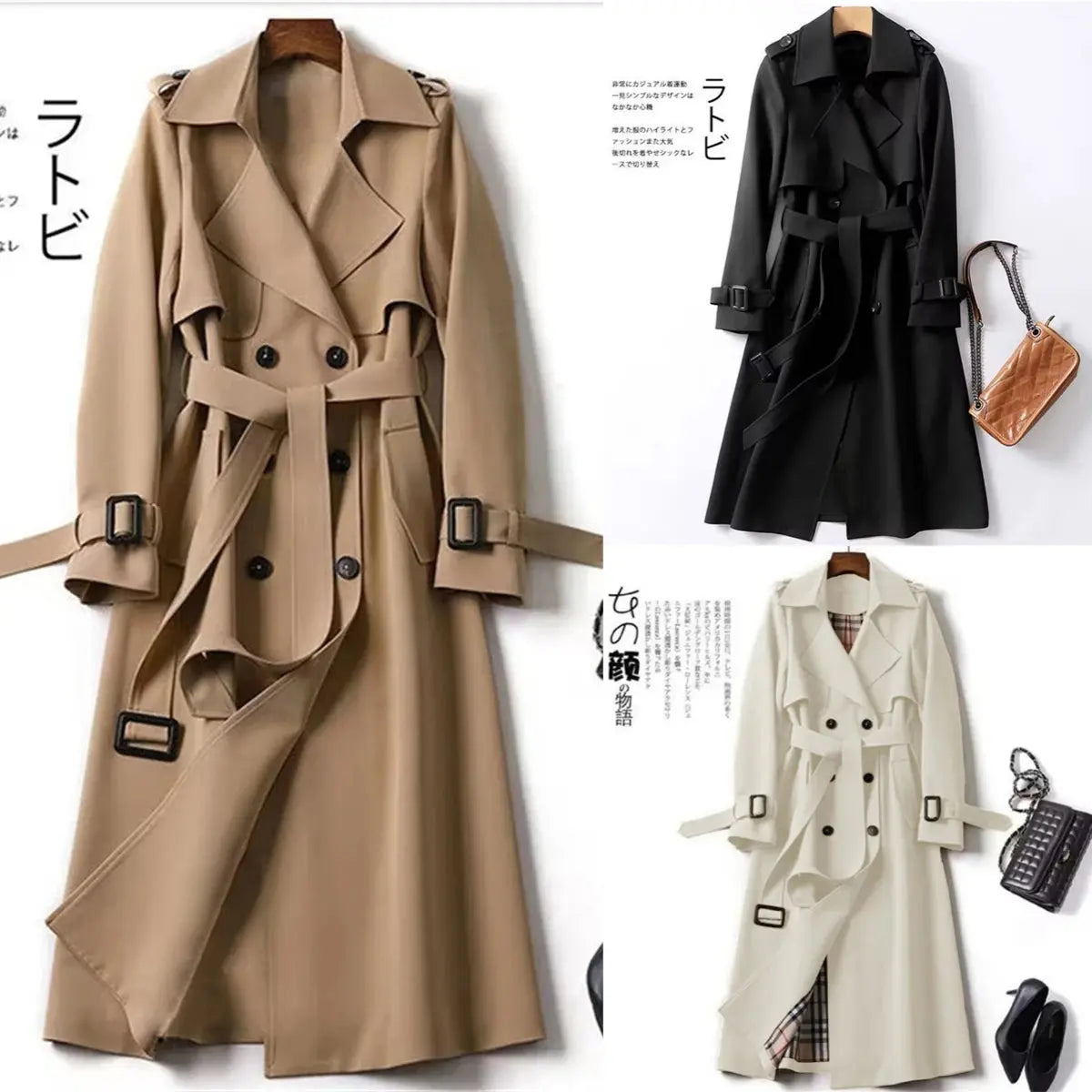Fashion Women Belt Trench Coat British Style Autumn Winter Lapel Jacket Casual Elegant Medium Length Coats Female Slim Windbreak  Pre2brand