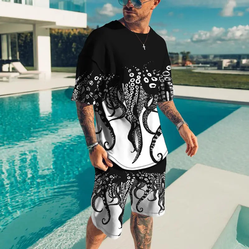 Fish Feet 3D Short Sleeve Digital Printed T-shirt Suit Casual - Pre2brand