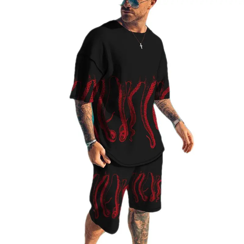 Fish Feet 3D Short Sleeve Digital Printed T-shirt Suit Casual - Pre2brand