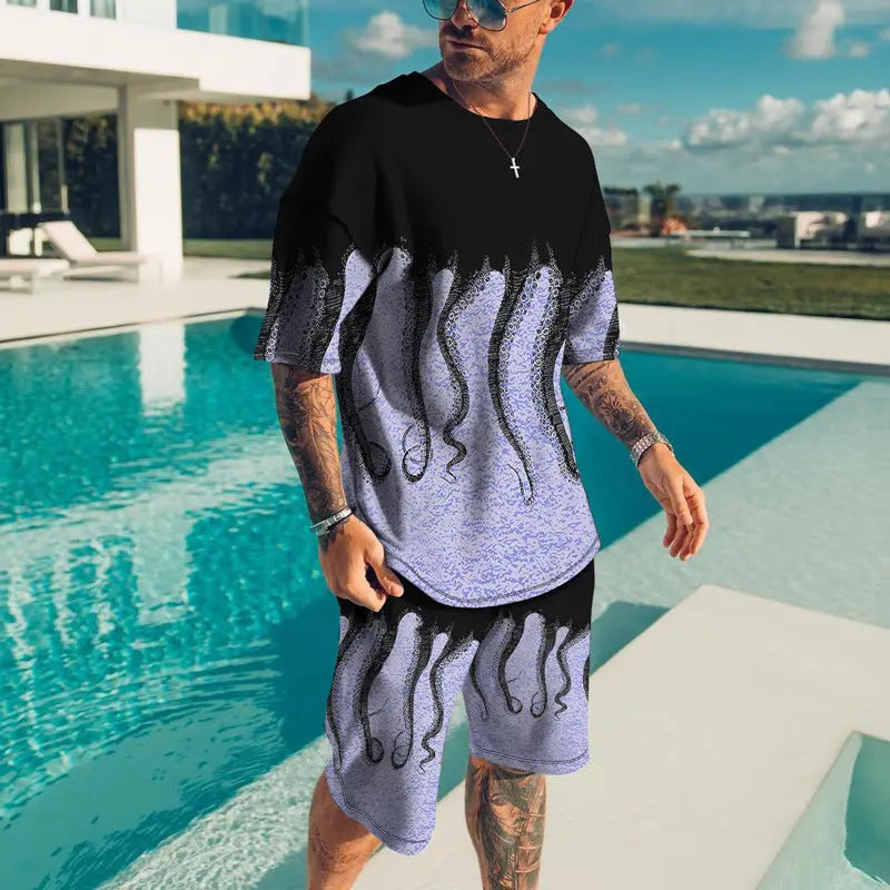 Fish Feet 3D Short Sleeve Digital Printed T-shirt Suit Casual - Pre2brand