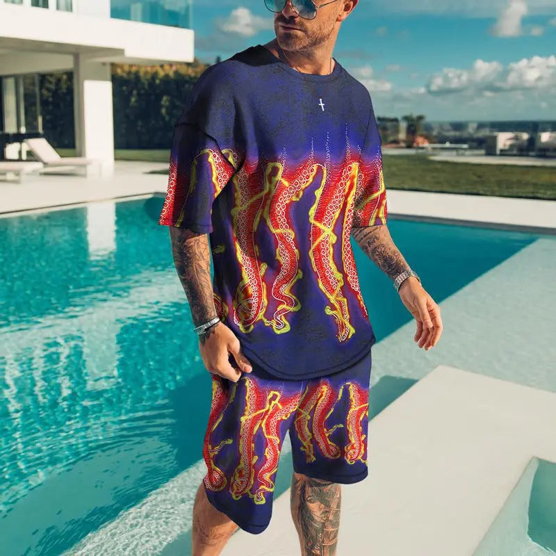 Fish Feet 3D Short Sleeve Digital Printed T-shirt Suit Casual - Pre2brand
