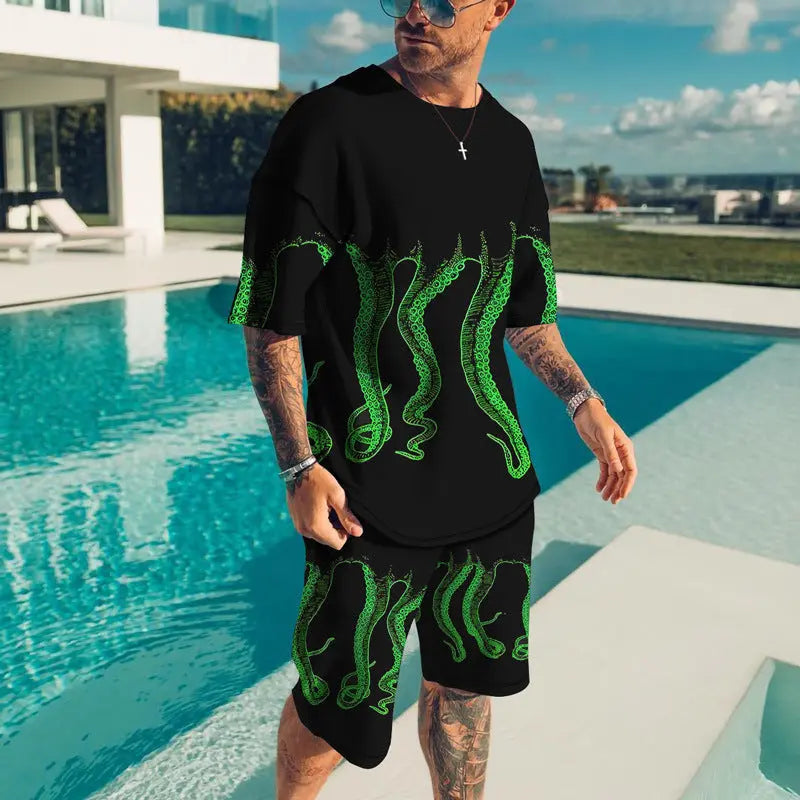Fish Feet 3D Short Sleeve Digital Printed T-shirt Suit Casual - Pre2brand