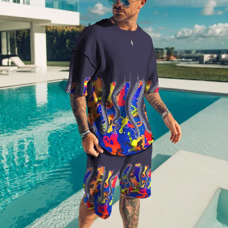 Fish Feet 3D Short Sleeve Digital Printed T-shirt Suit Casual - Pre2brand