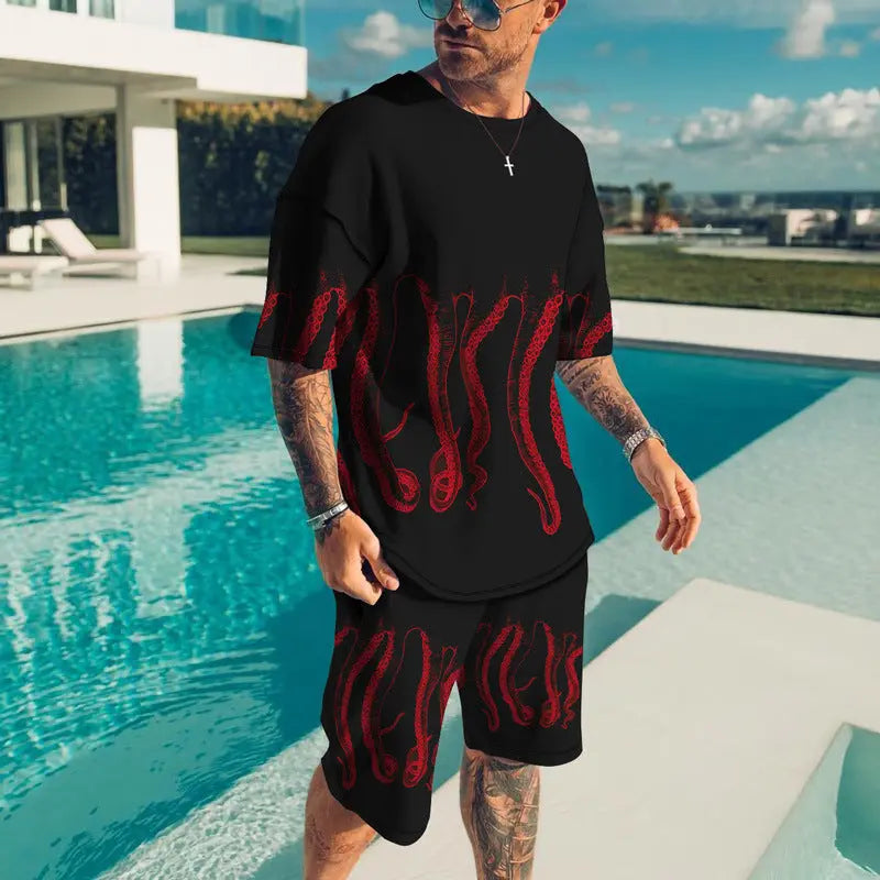 Fish Feet 3D Short Sleeve Digital Printed T-shirt Suit Casual - Pre2brand