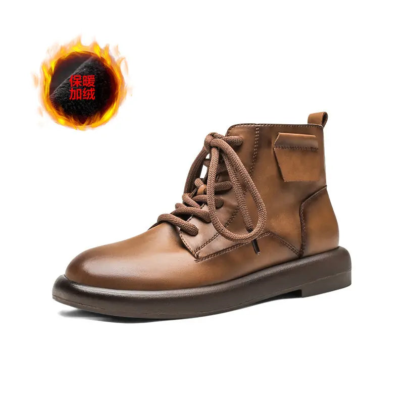 French Soft Leather Short Boots Women Black 2024 New Arrival Small Ankle Boots British Style Boots Retro Chelsea Boots Fall and Winter  Pre2brand EUR36-X62A-brown-color-side-zipper