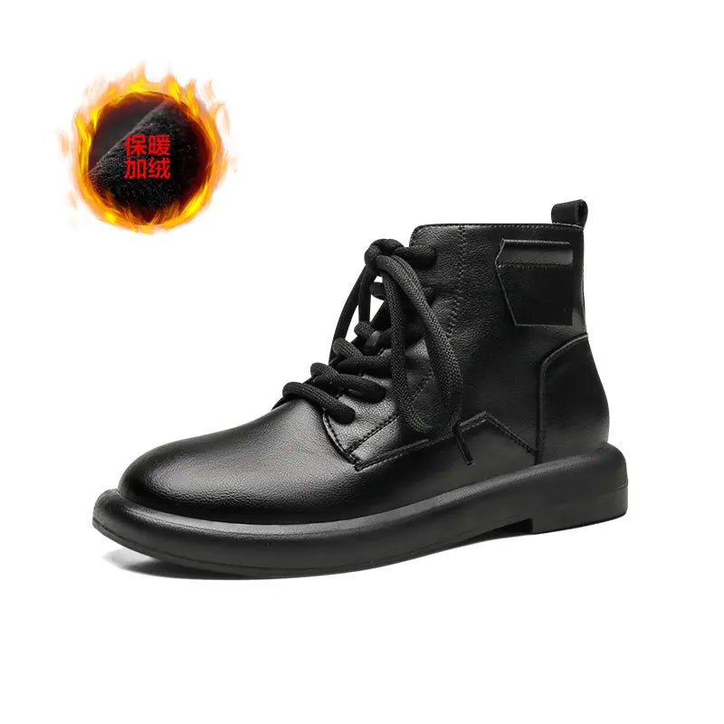 French Soft Leather Short Boots Women Black 2024 New Arrival Small Ankle Boots British Style Boots Retro Chelsea Boots Fall and Winter  Pre2brand EUR40-X62A-black-side-zipper