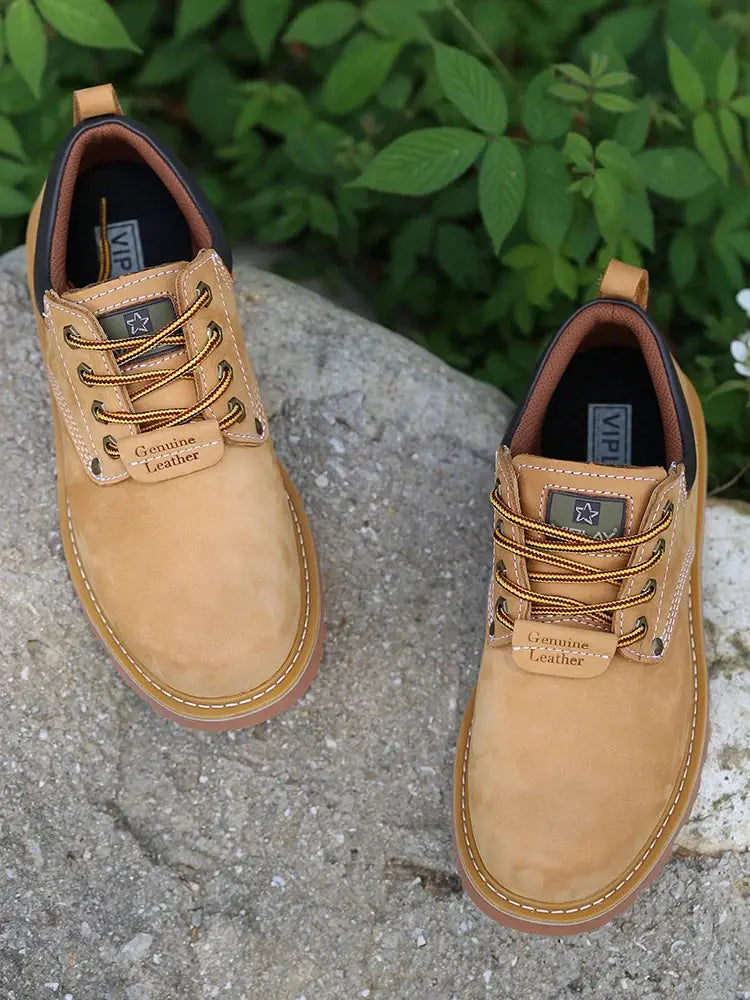 Genuine Leather Shoes Men Comfortable Casual Shoes Breathable Non-Slip Lace Up Men Footwear - Pre2brand