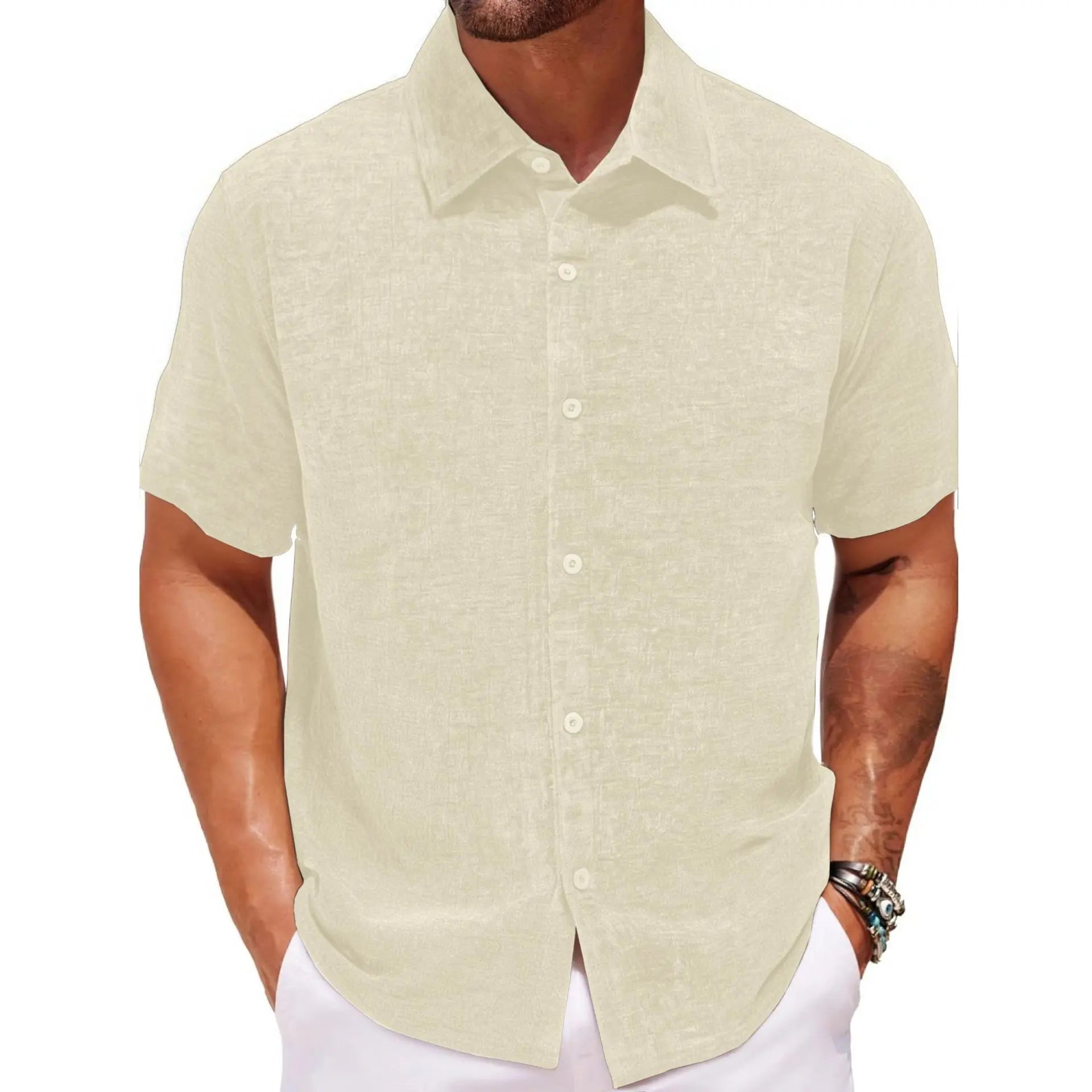 Gold Velvet Fabric Square Collar Casual Short Sleeve Shirt  Pre2brand
