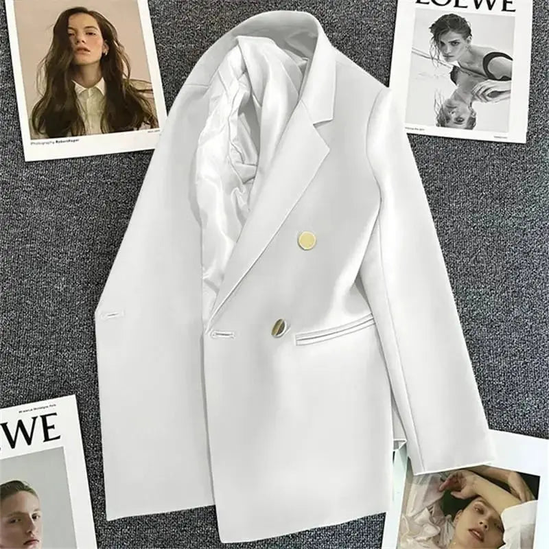 Green Pink Metal Button Suit Coat New British Style Design Feeling Double-Breasted Suit Spring Autumn Blazer Women Outerwear 3XL  Pre2brand
