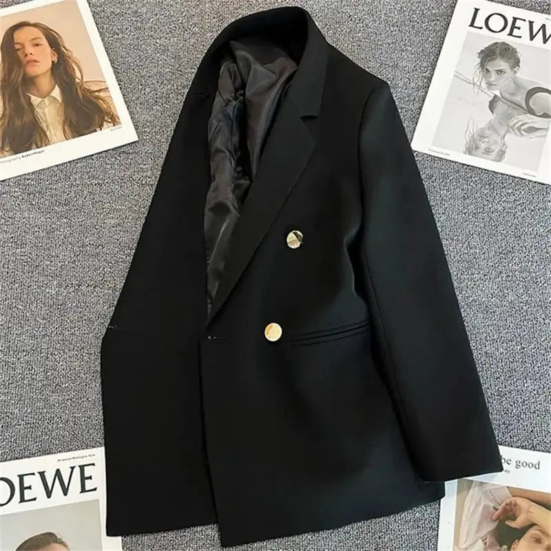 Green Pink Metal Button Suit Coat New British Style Design Feeling Double-Breasted Suit Spring Autumn Blazer Women Outerwear 3XL  Pre2brand
