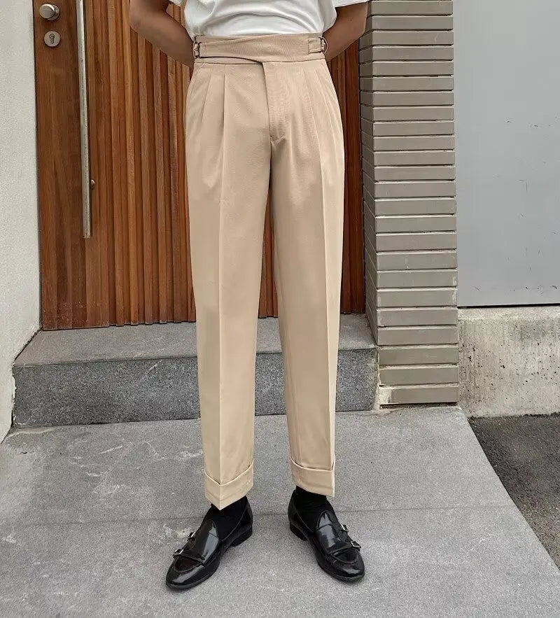 Harem Men's Ninth Pants Fashion Brand Draped Suit Pants  Pre2brand Khaki-36