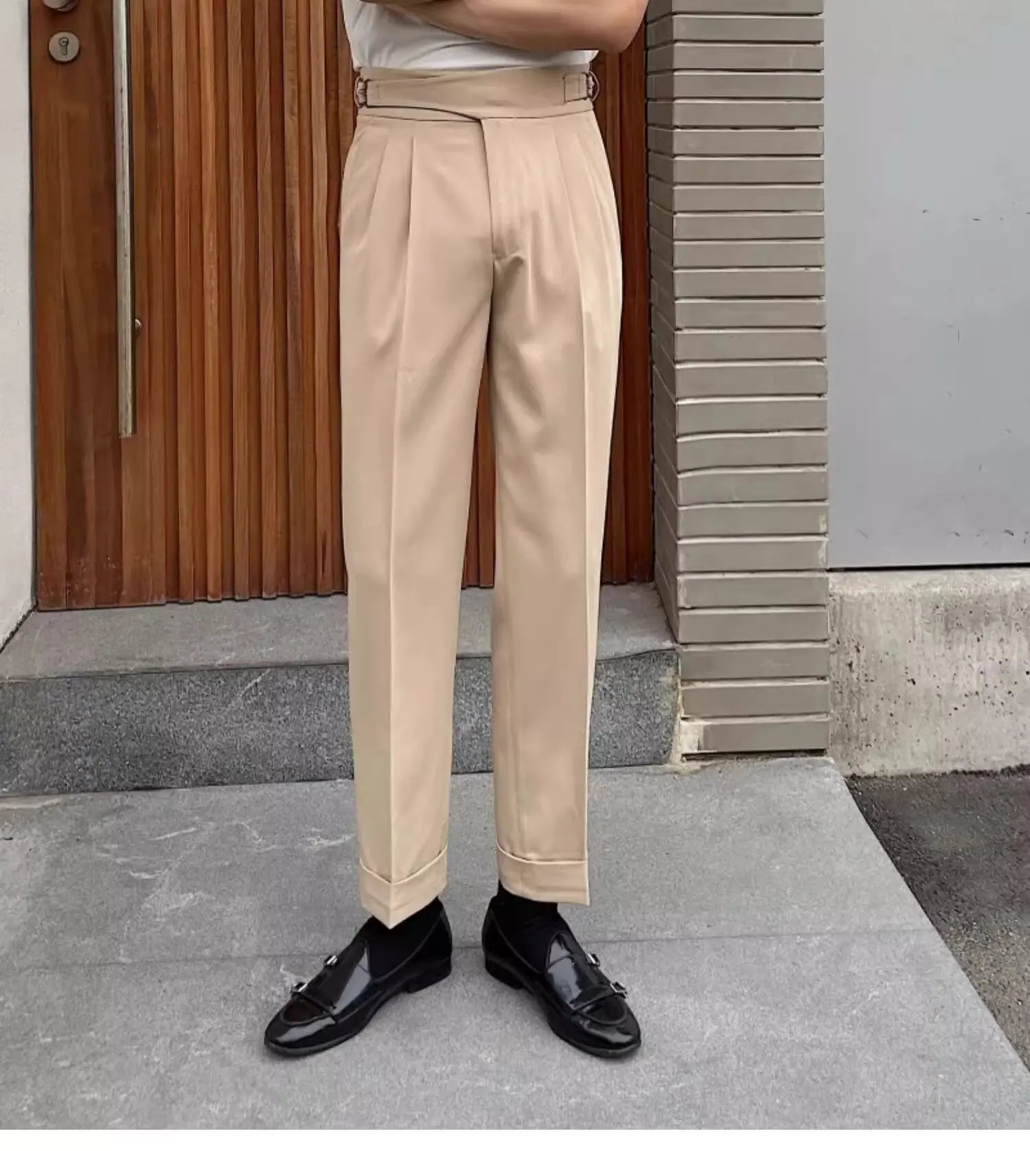 Harem Men's Ninth Pants Fashion Brand Draped Suit Pants  Pre2brand Apricot-36