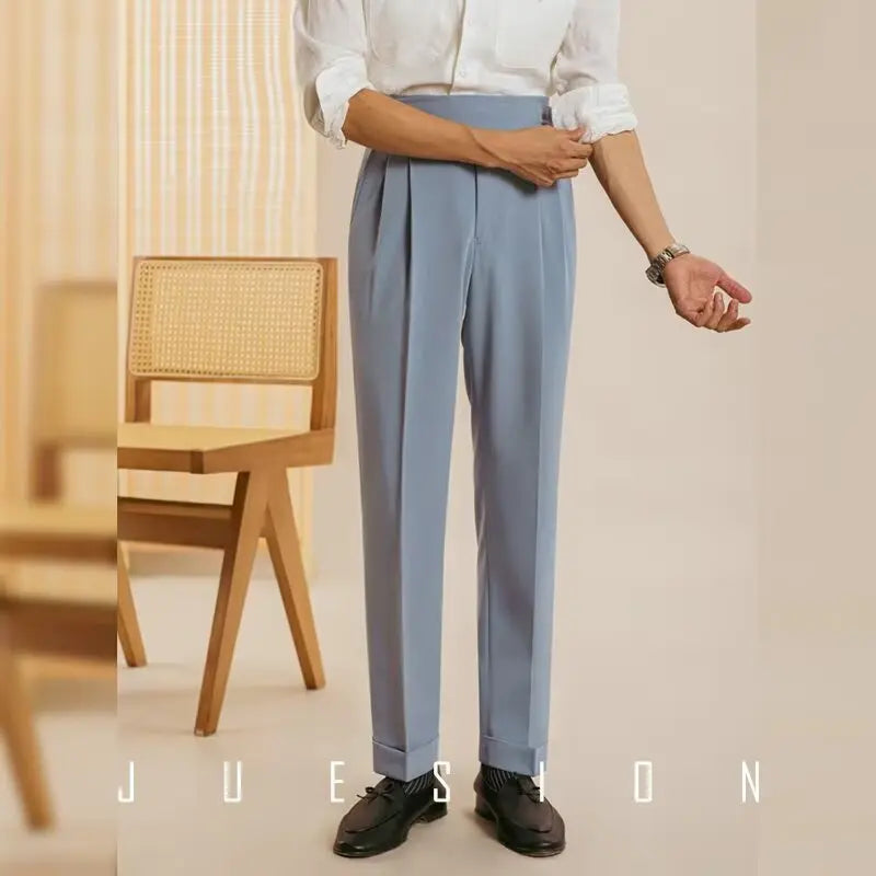 Harem Men's Ninth Pants Fashion Brand Draped Suit Pants  Pre2brand Blue-36