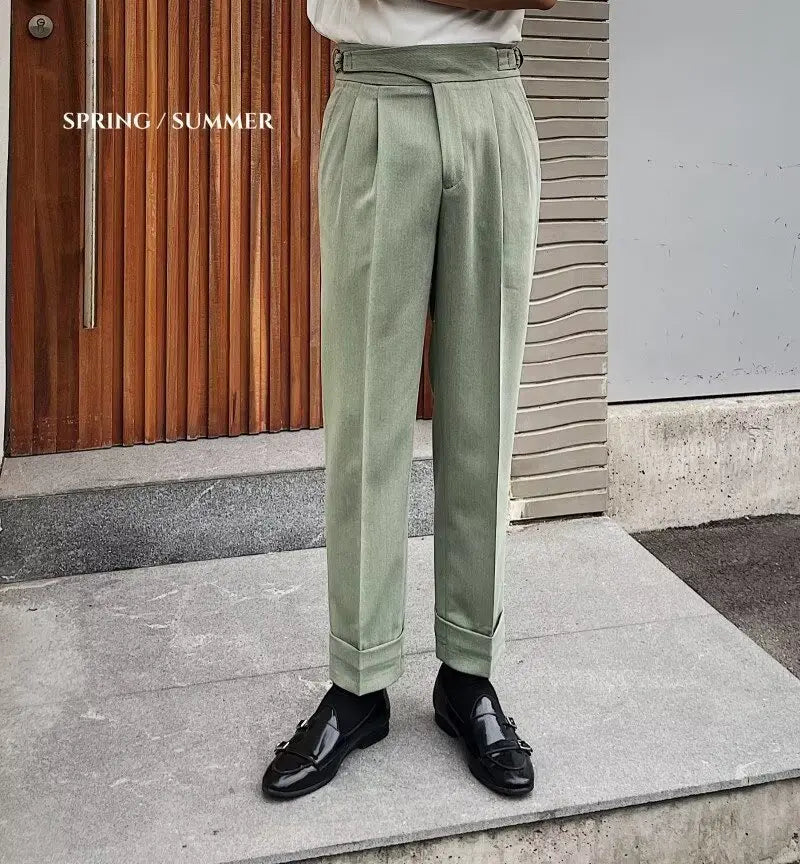 Harem Men's Ninth Pants Fashion Brand Draped Suit Pants  Pre2brand Green-36