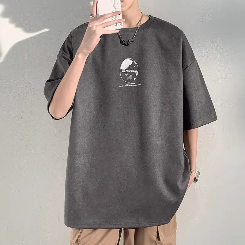 Heavy American Short Sleeve T-shirt Men's Half Sleeve Top  Pre2brand 8816-Dark-Gray-3XL