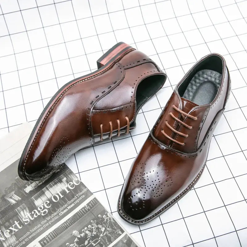High Quality Business Formal Leather Shoes Mens Casual Dress Shoes Classic Italian Formal Oxford Elegant Shoes Men Office Shoes - Pre2brand